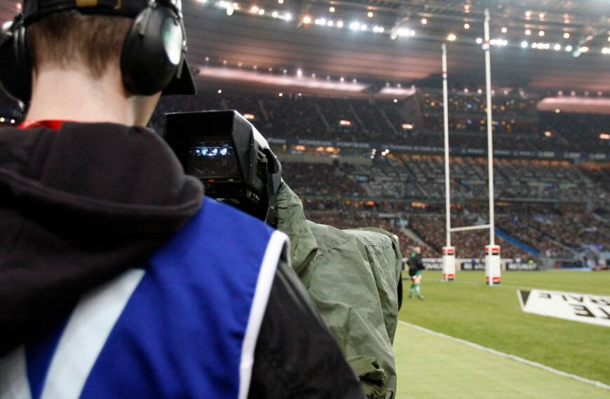 cameraman at a rugby match