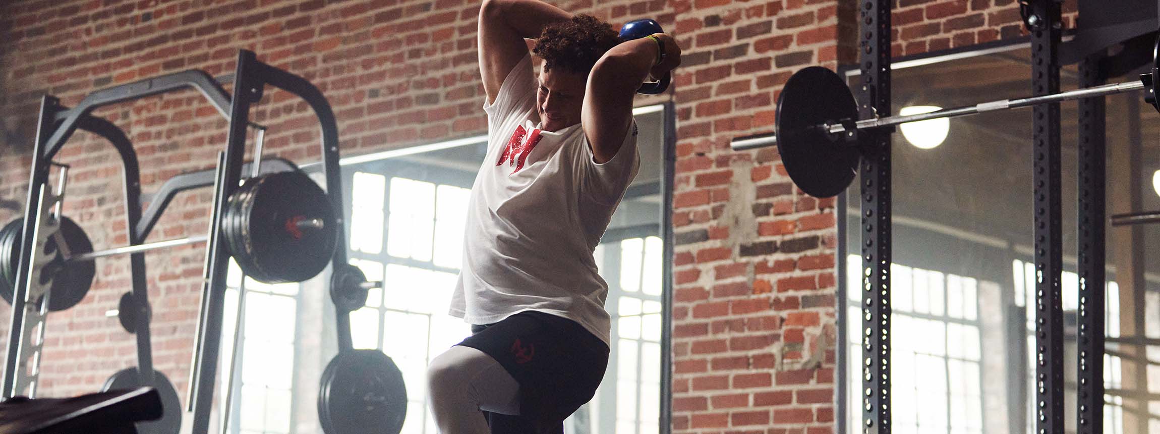 Patrick mahomes in training at the gym