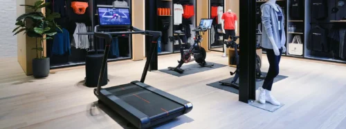 lululemon store with peloton machines