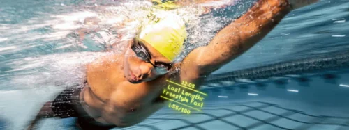 swimmer with tech goggles on