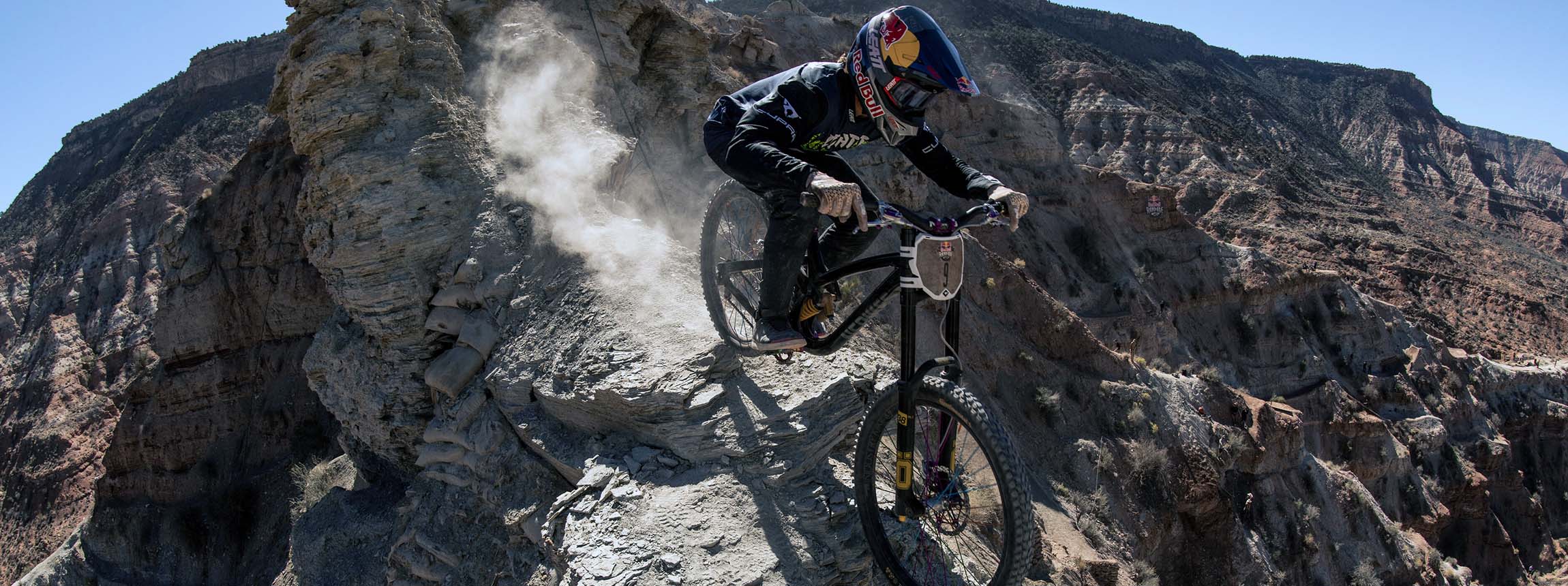 Szymon Godziek rides his bike at Red Bull Rampage in Virgin, Utah, USA on 18 October, 2022.