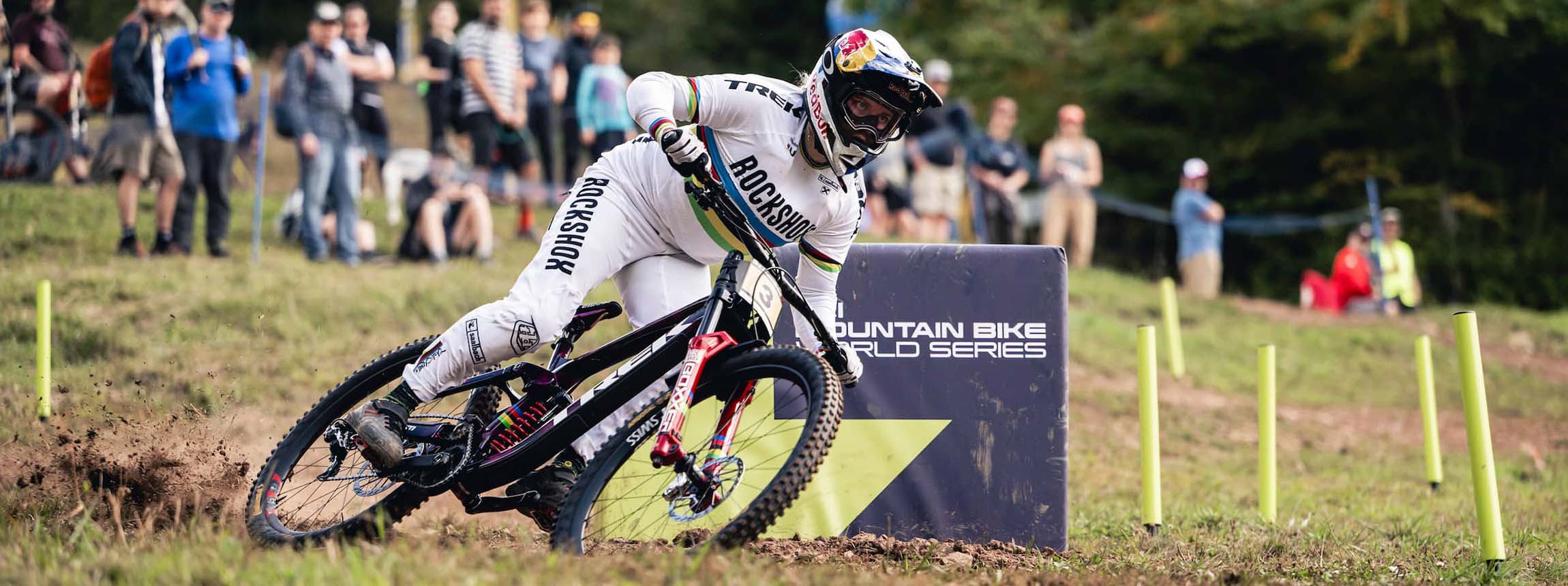 Valentina Holl performs at UCI DH World Cup in Snowshoe, USA on September 30, 2023