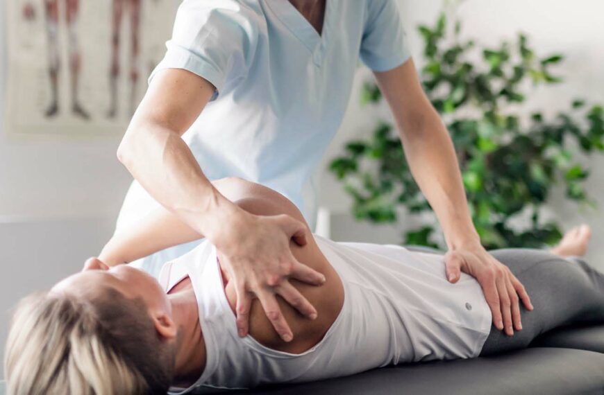 rehabilitation physiotherapy worker with woman client