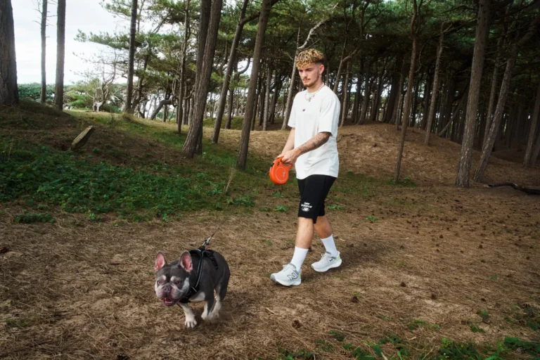 Harvey Elliott walking his dog