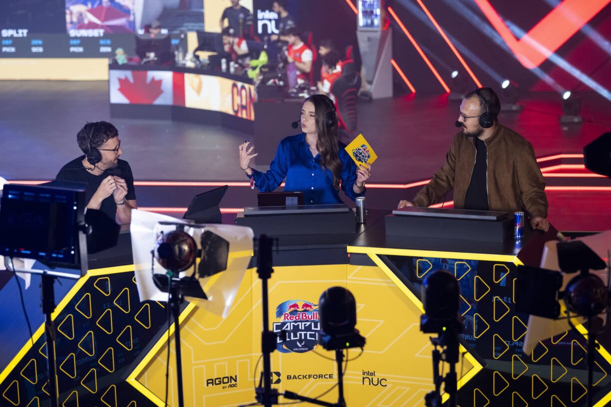 Iain Chambers, Jessgoat and Vlad seen during the Red Bull Campus Clutch World Final at Istanbul, Turkey on November 23, 2023.