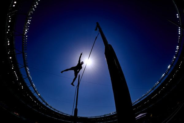 Leo Neugebauer of Germany in the decathlon pole vault at the World Athletics Championships Budapest 23