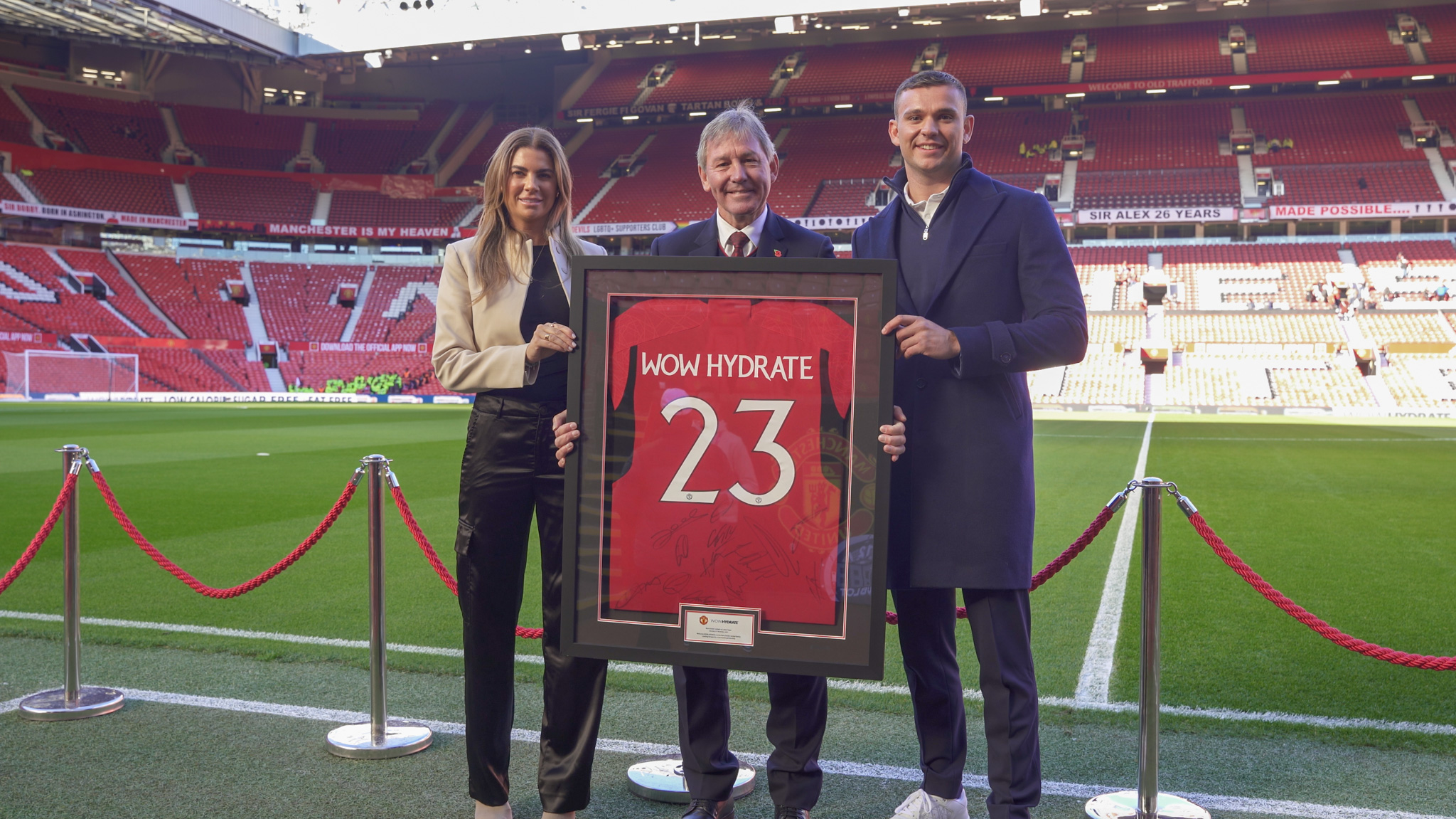 Jake Brocklesby and Queenie Porter with Bryan Robson