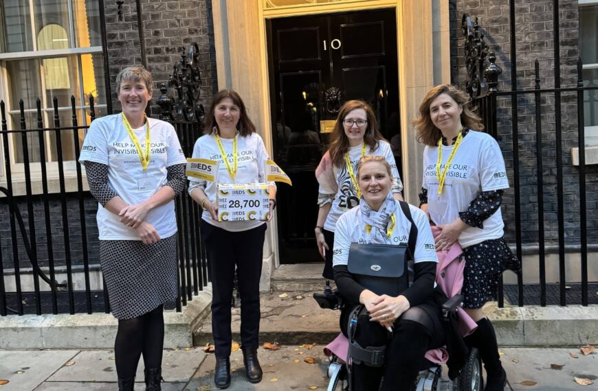 Fran Heley outside 10 Downing Street