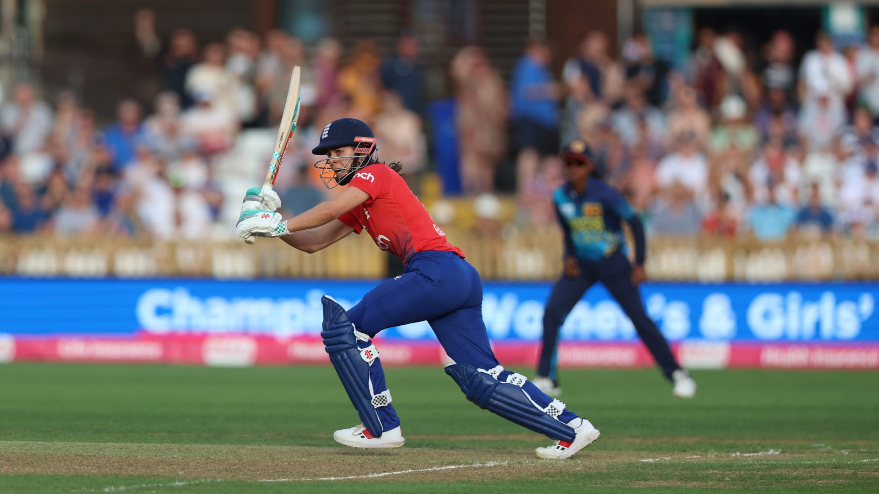 Maia Bouchier of England bats during the 3rd Vitality IT20 match between England Women and Sri Lanka Women at The County Ground
