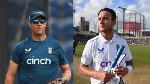 Marcus Trescothick OBE and Stuart Broad CBE