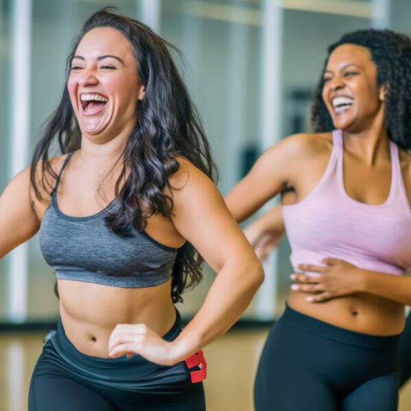 Middle-aged women enjoying a dance class