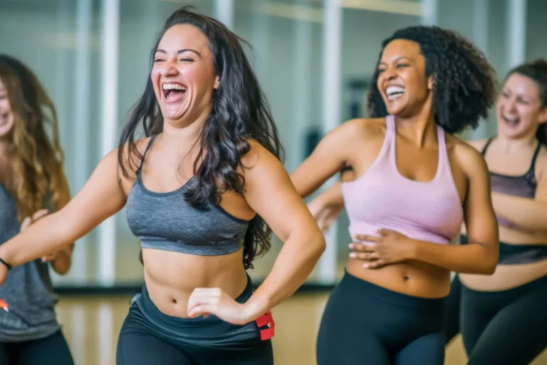 Middle-aged women enjoying a dance class