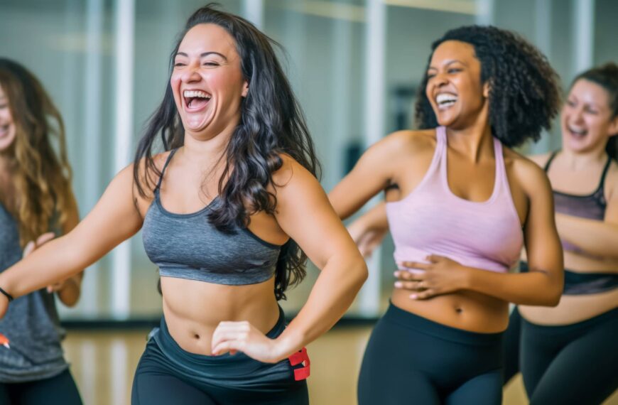 Middle-aged women enjoying a dance class