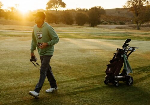 Patrick Koenig with Stewart Golf Trolley