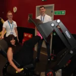 Samantha Babooram with specialist musculoskeletal physiotherapist Hattie Devereux and technical instructor Dan Reveley at Castle Leisure Centre