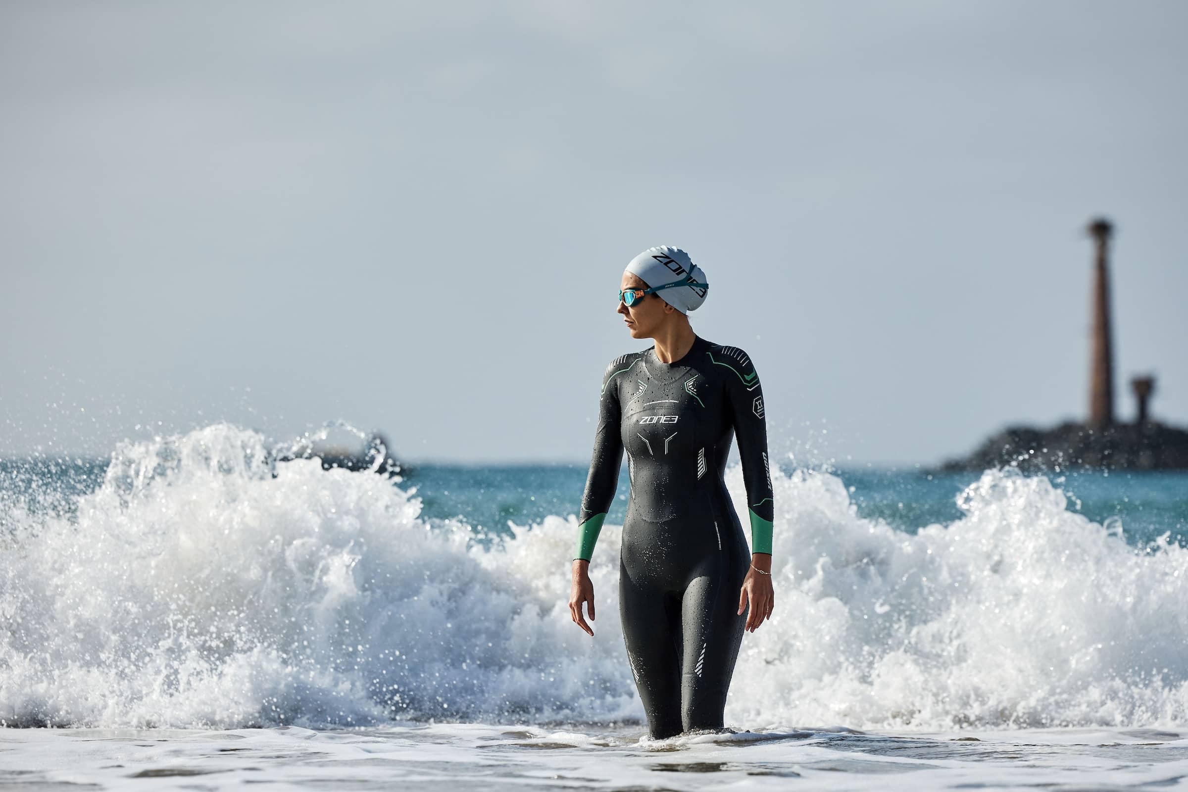 Biodegradable WetSuit worn by swimmer as they come out of the sea