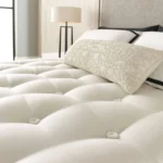 Deep base mattress with Seville headboard shown in Oxford Sand