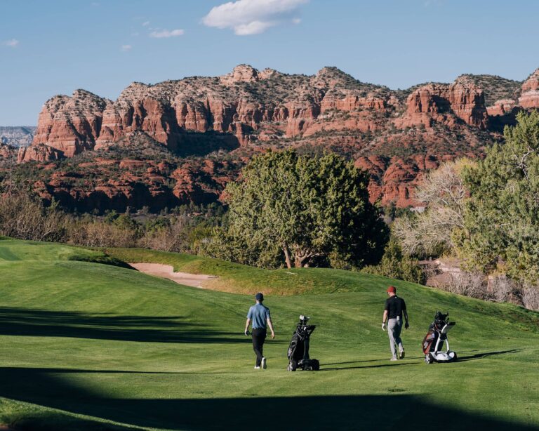 Stewart Golf Trolley being used on golf course