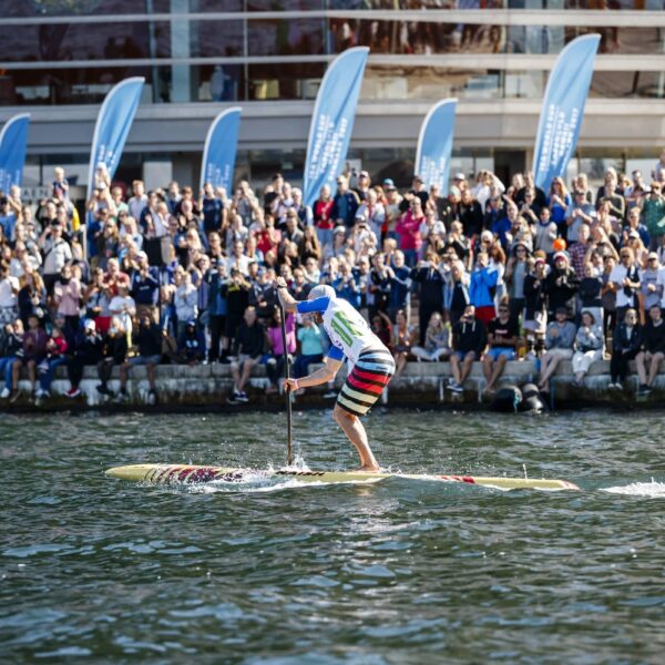 Paddle-boarder in competition