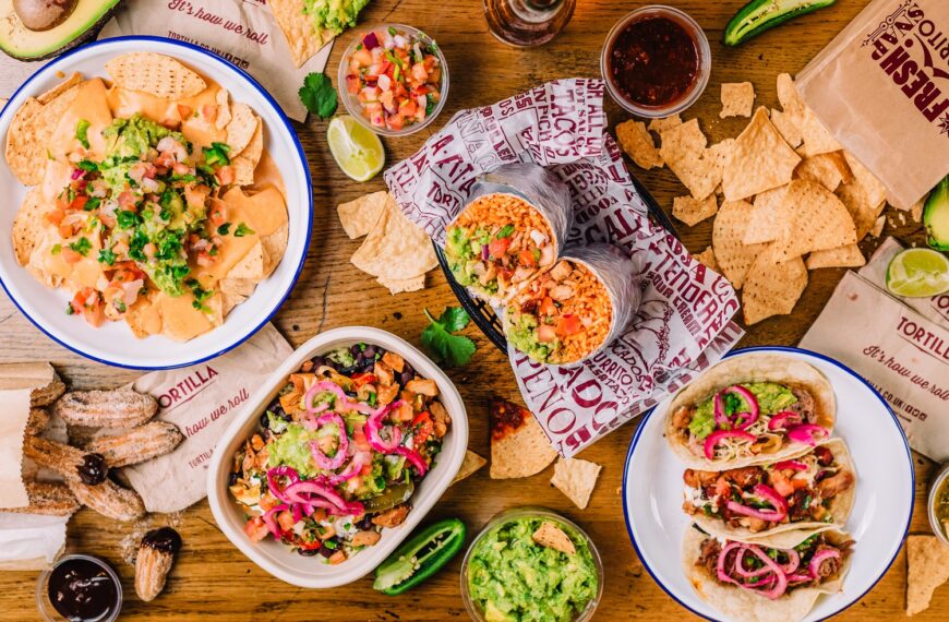 Tortilla table of food