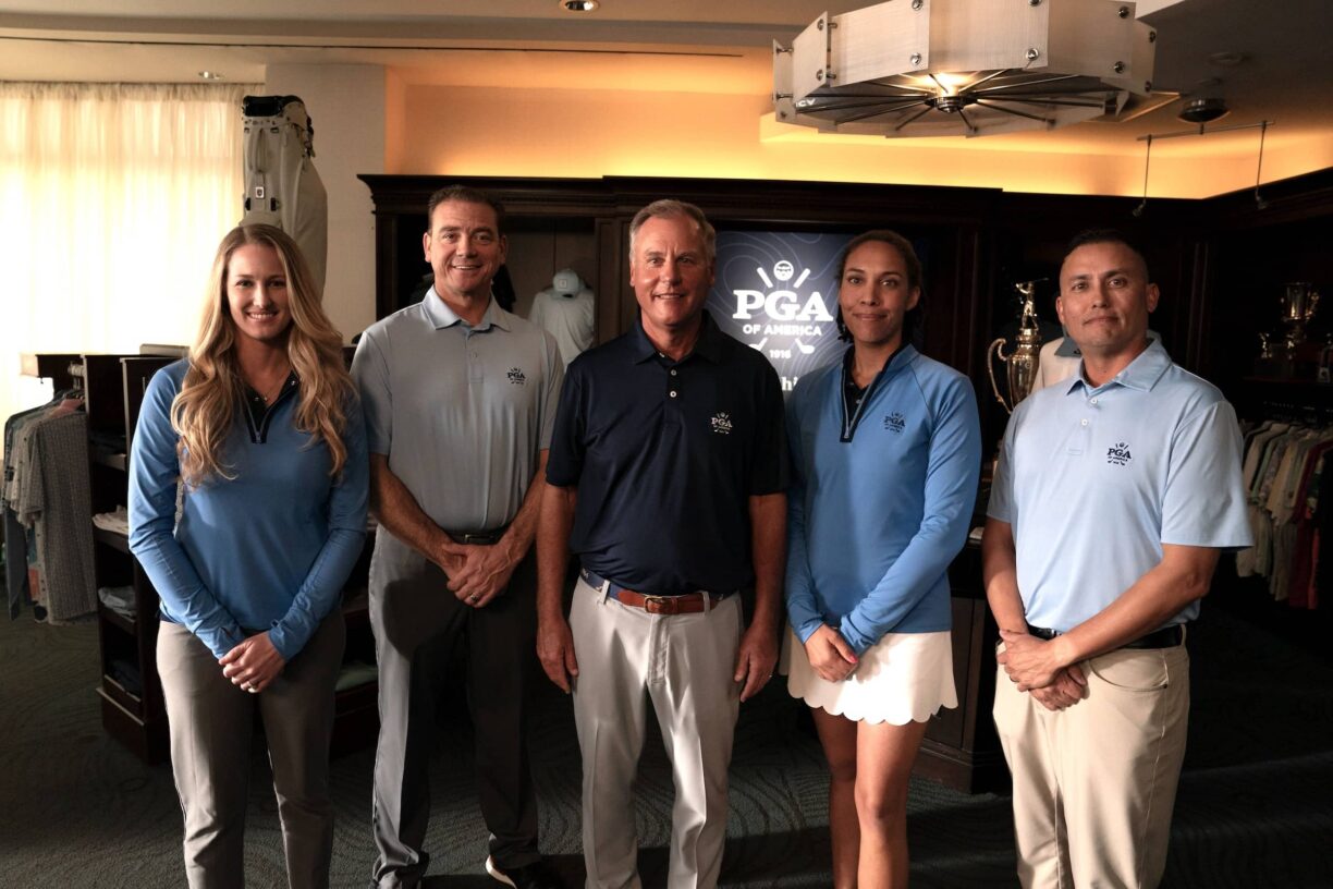 Tony Pancake, PGA (middle) with (from left to right) Amberlynn Dorsey, PGA, John Kulow, PGA, Reina Kearns, PGA, James Davenport, PGA Associate
