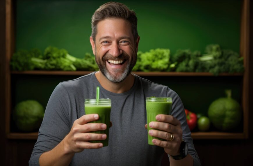 Man holding biohacking drinks