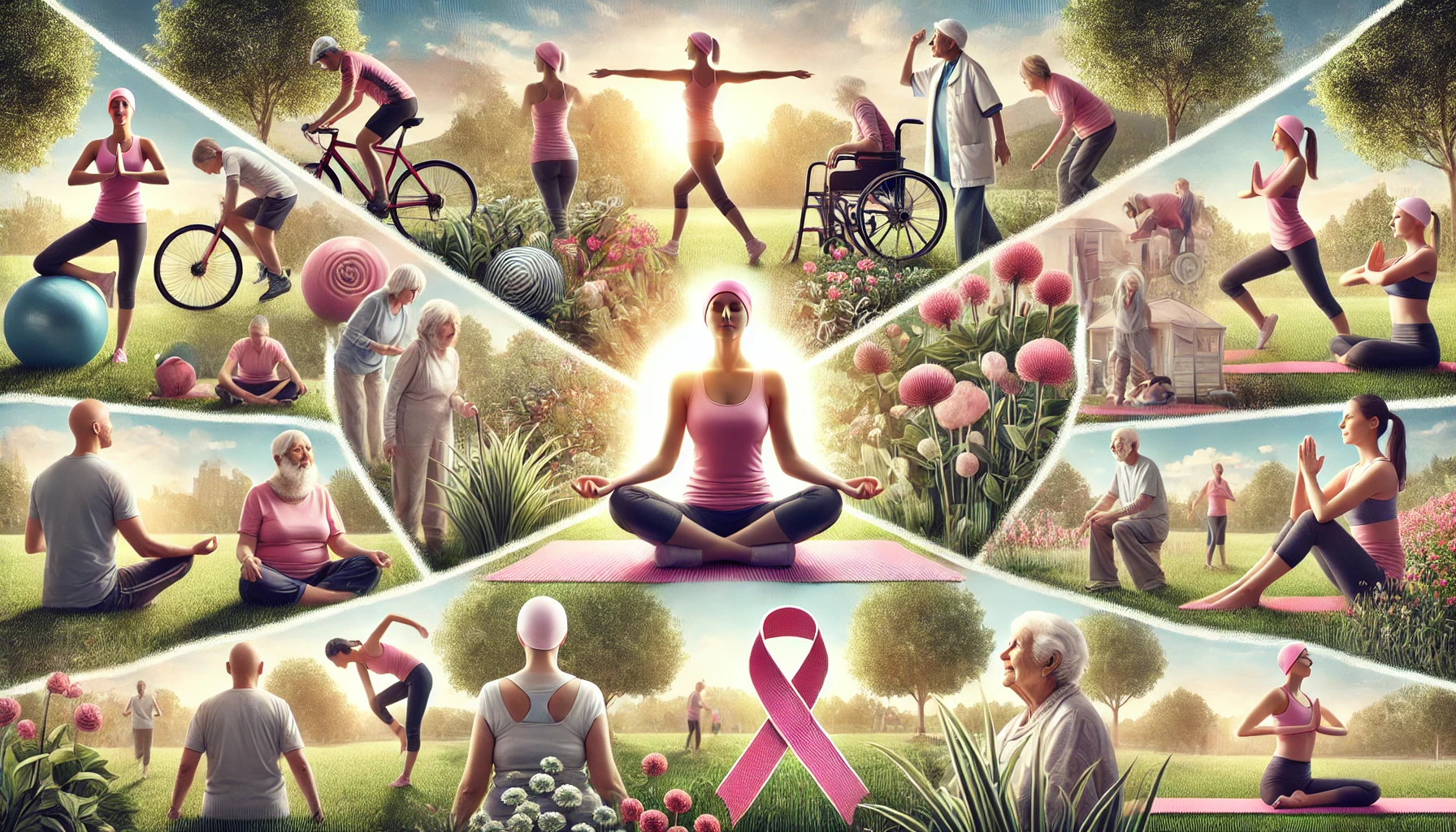 Uplifting image illustrating the benefits of exercise for cancer patients