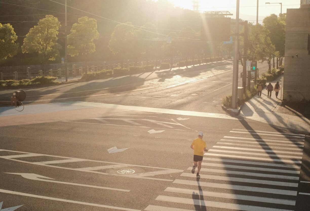 Runner in Lisbon road