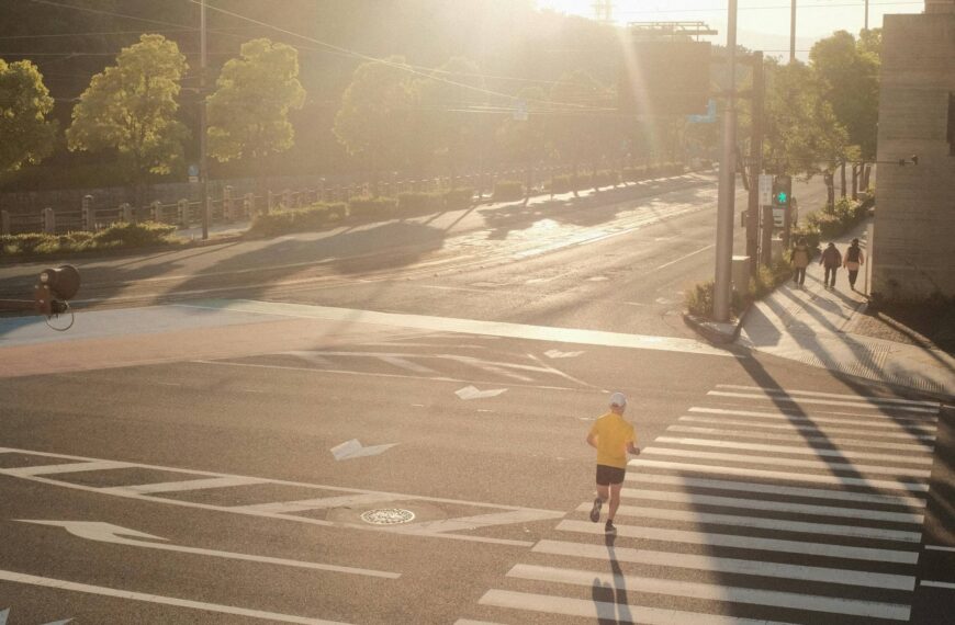 Runner in Lisbon road