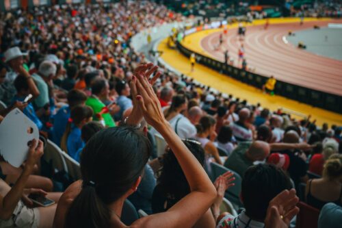 Fans support athletes at the track and field race