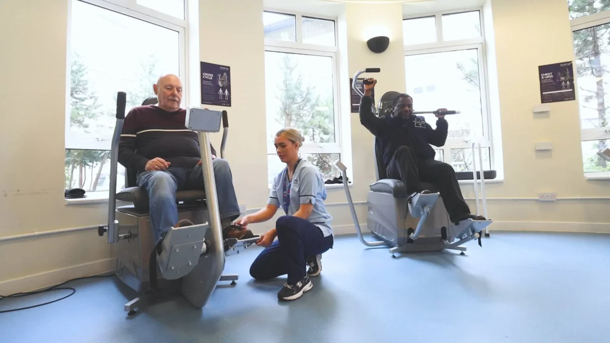 Leslie (Stroke patient at University Hospital Wishaw), Rachel, Clinical Support Worker, NHS Lanarkshire & Justin (Stroke patient at University Hospital WishawNHS Lanarkshire)