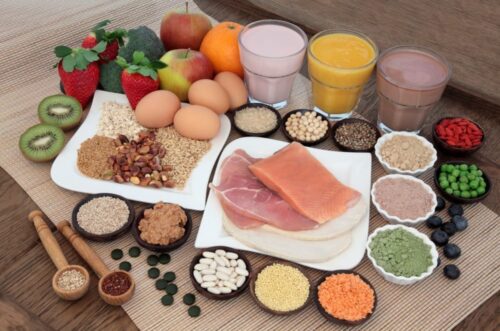 Table full of fiber foods