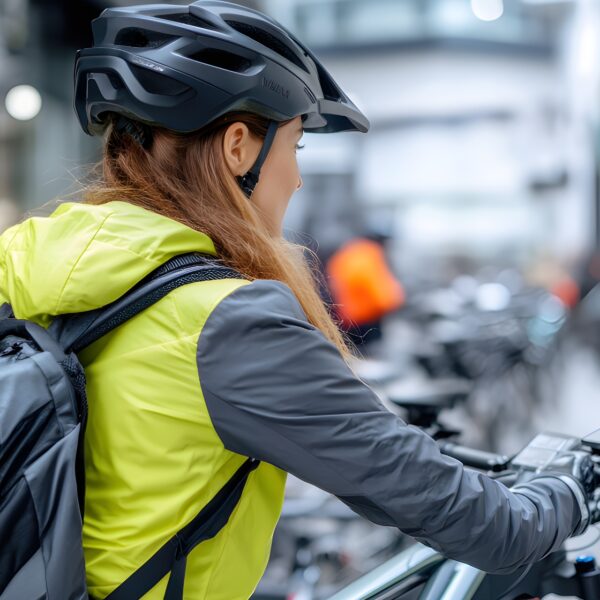 Cyclist wearing appropriate clothing