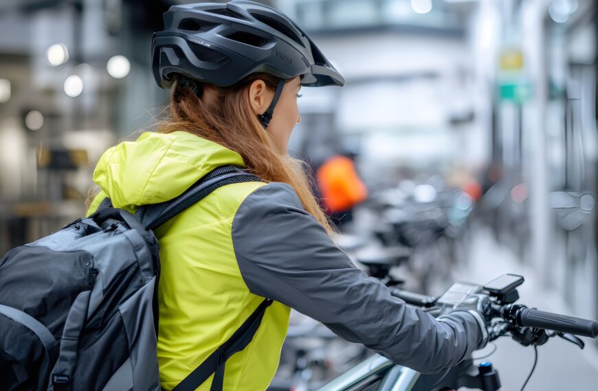 Cyclist wearing appropriate clothing