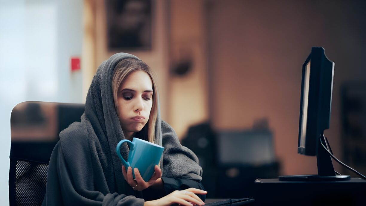 Woman covered in a blanket