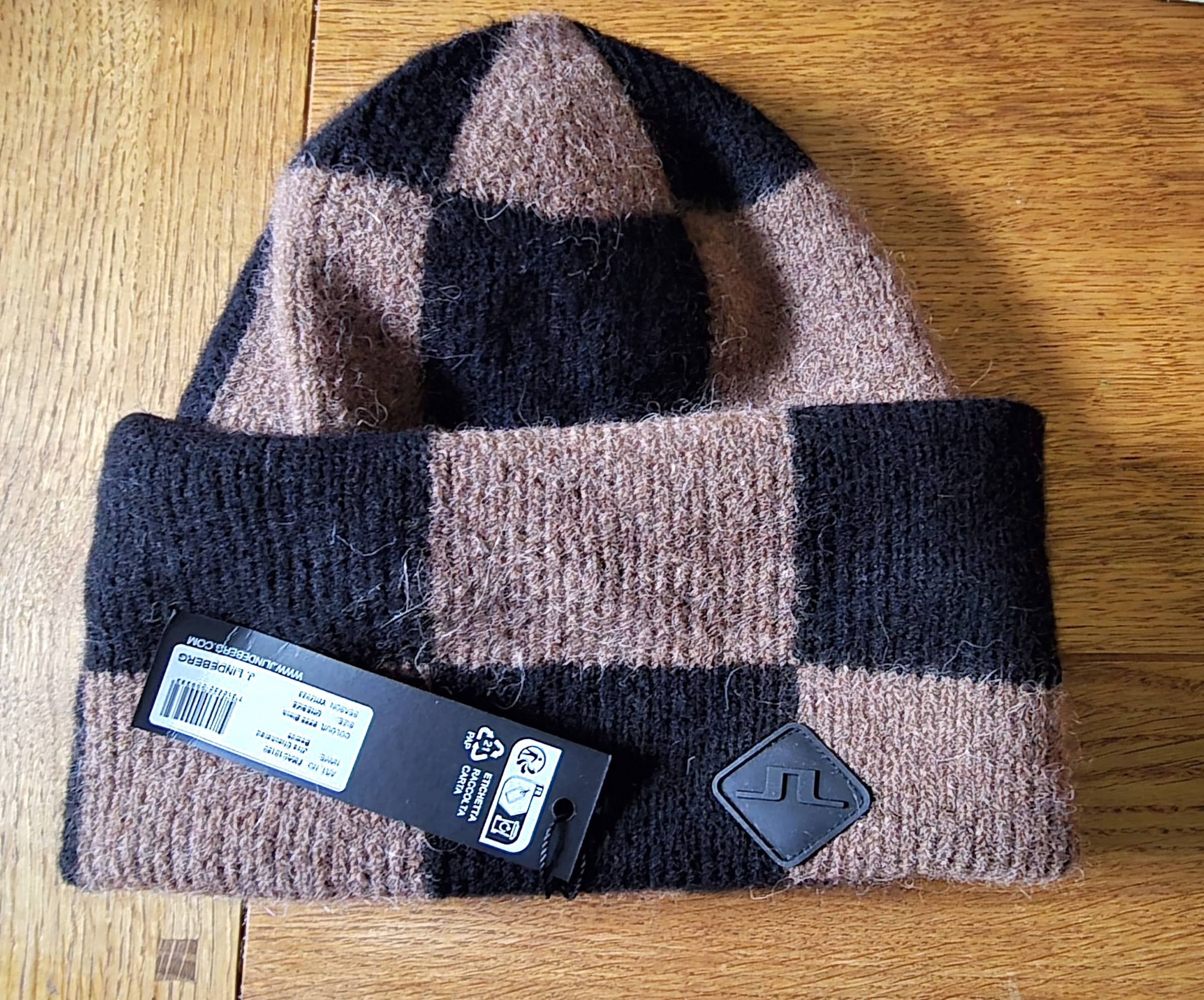 J.Lindeberg Black Chequered Beanie