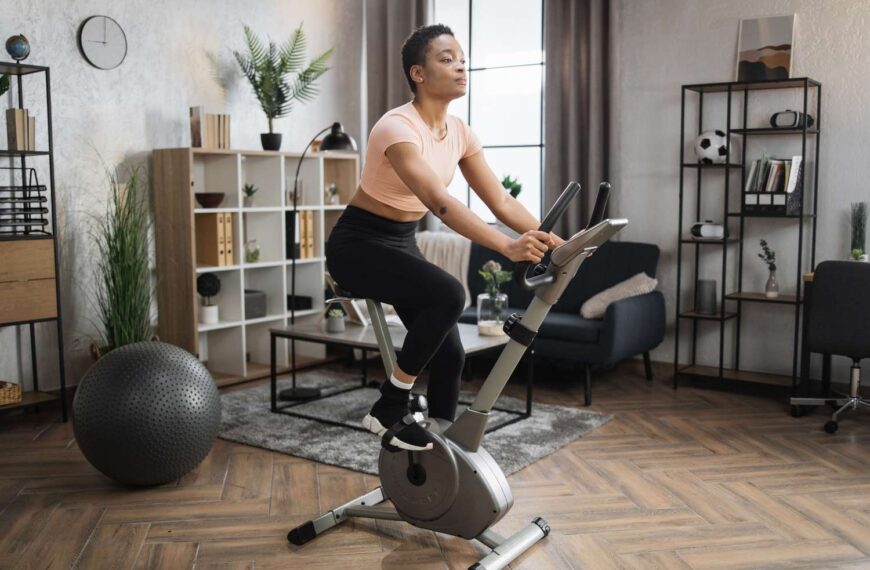 Person on home exercise bike