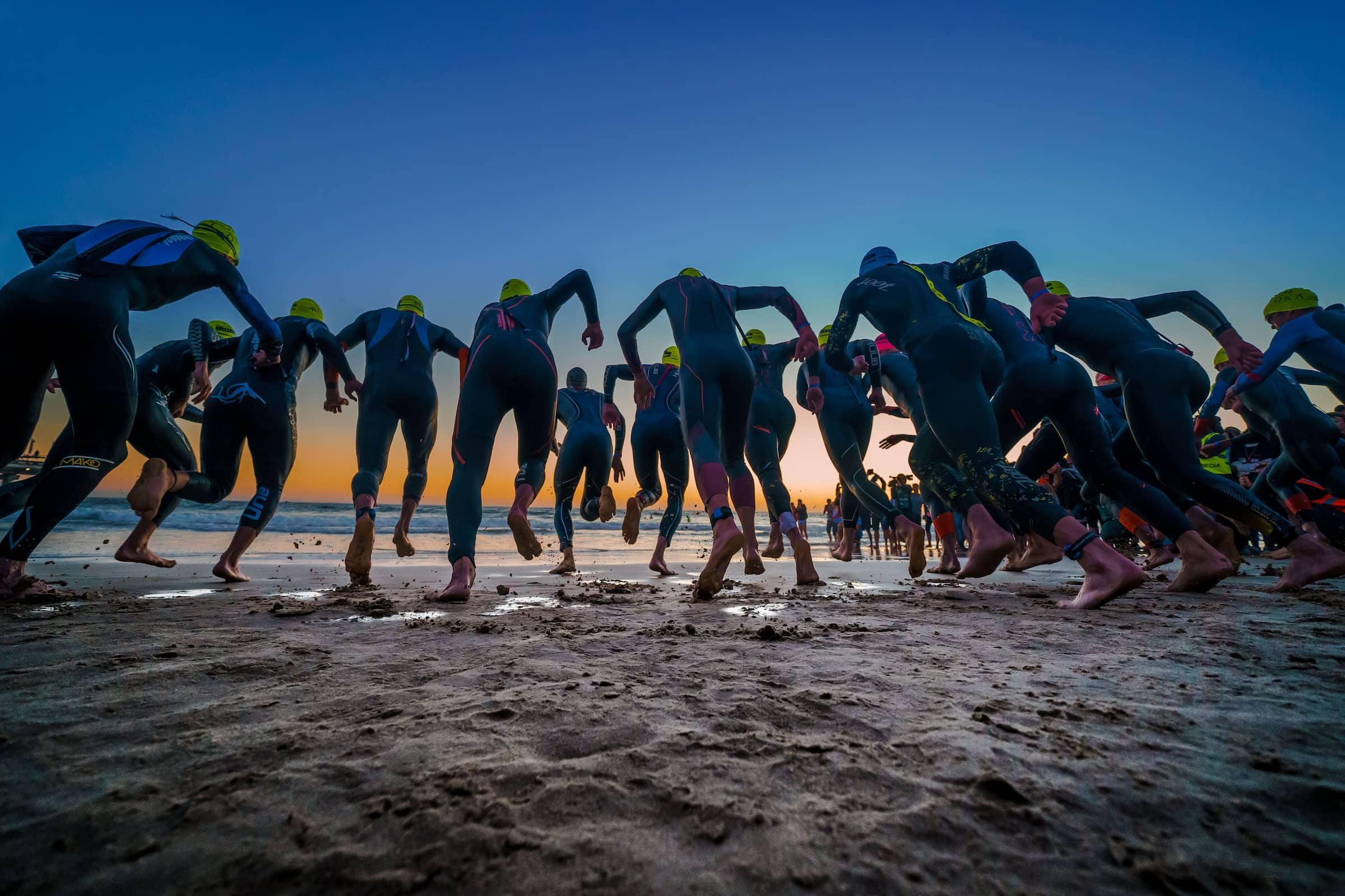 Triathletes race to the water