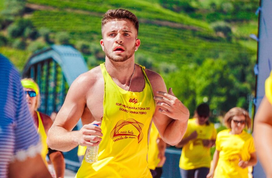 Runner in bright vest top