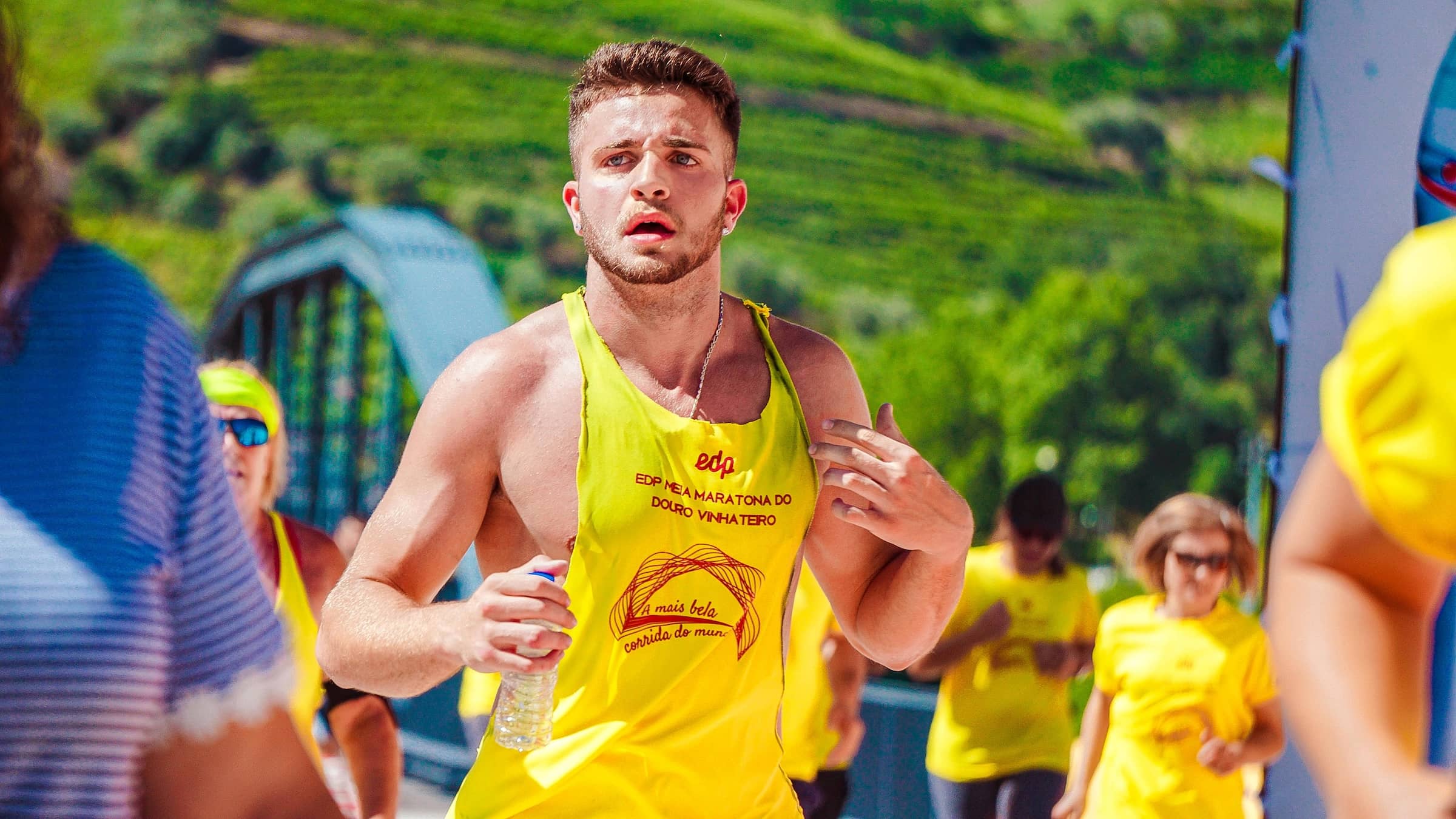 Runner in bright vest top