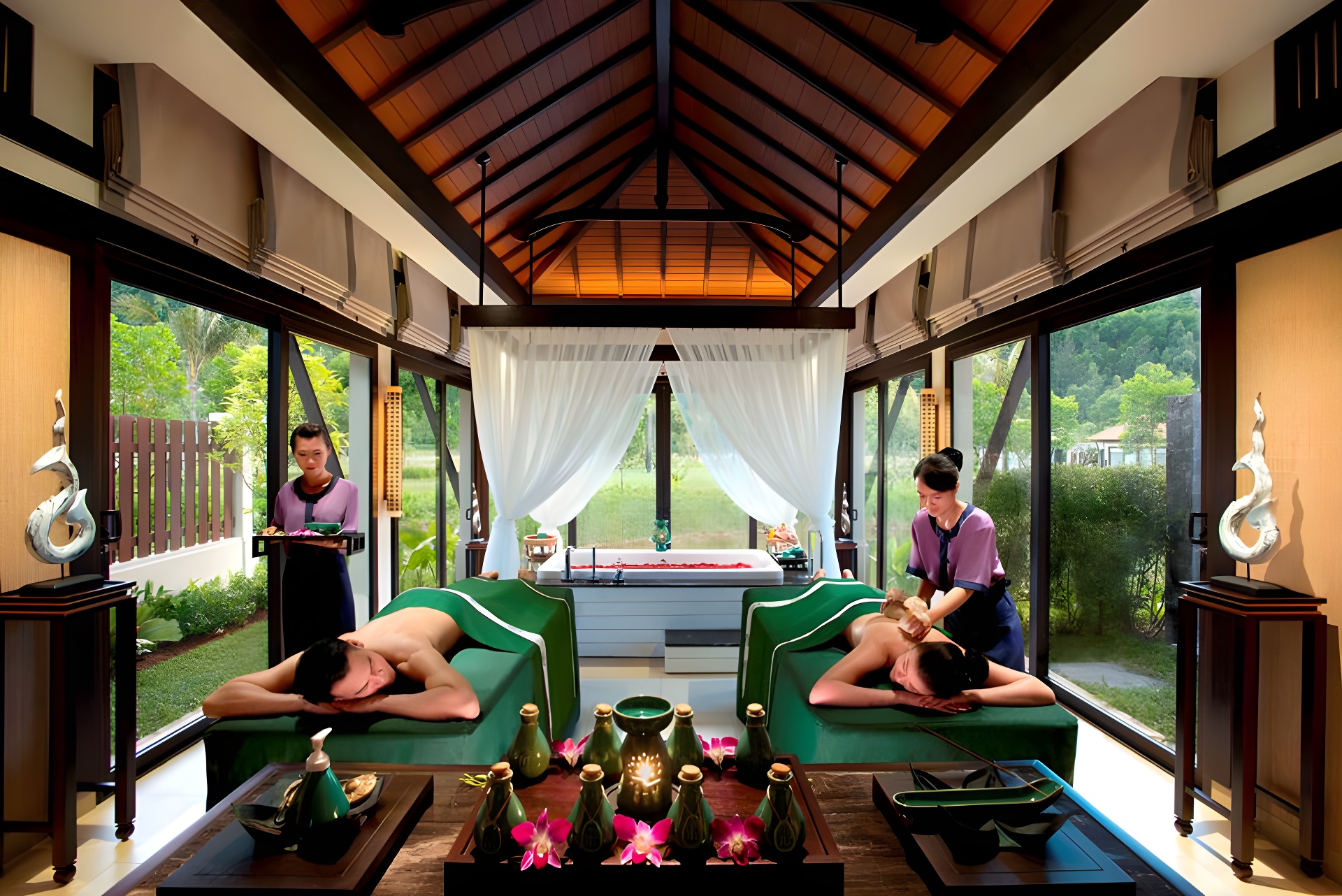 Couple having a massage in Vietnamese Spa Massage Room