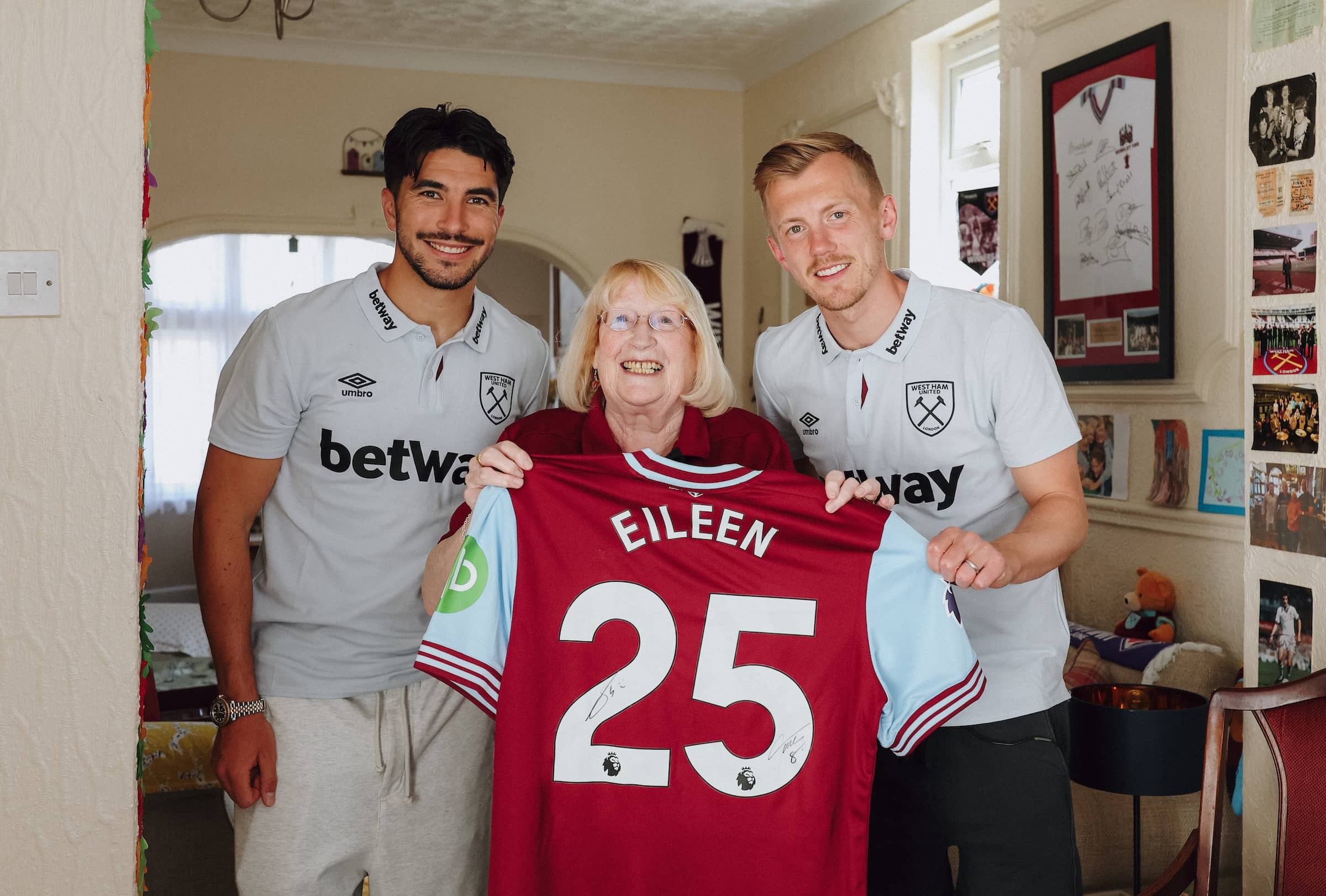 James Ward Prowse and Carlos Soler Visit West Ham Fan Eileen