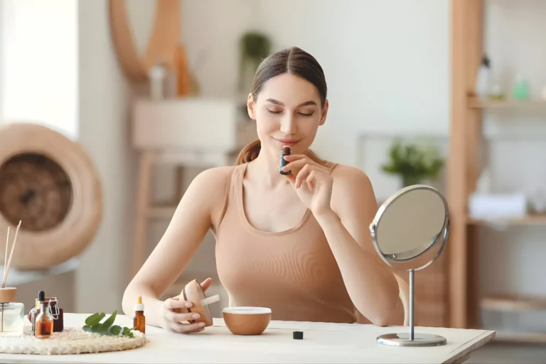 Person smells essential oils