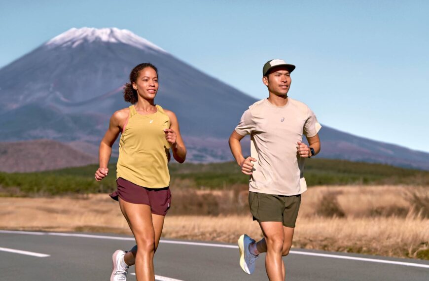 Runners wearing ASICS running shoes