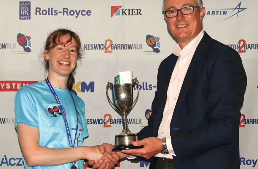 Sarah receiving the JM Redshaw Cup