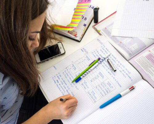 Student revising