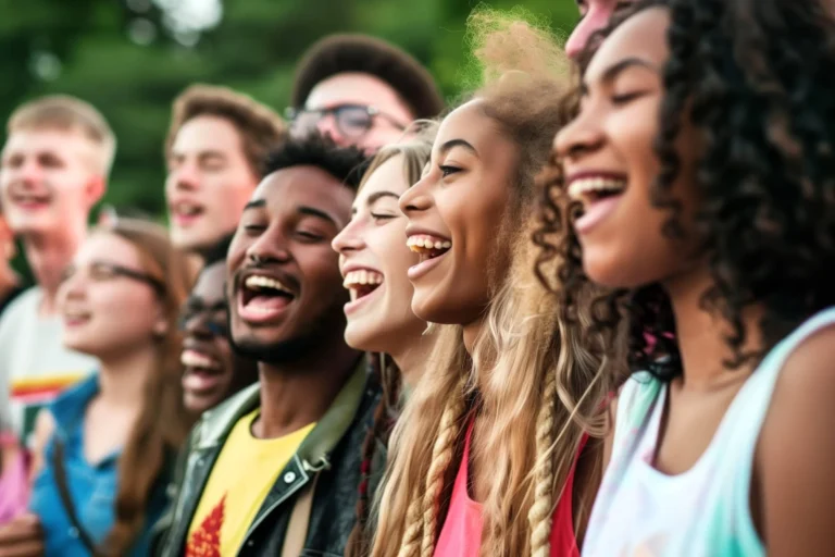 young adults singing along with a favorite song at a festival