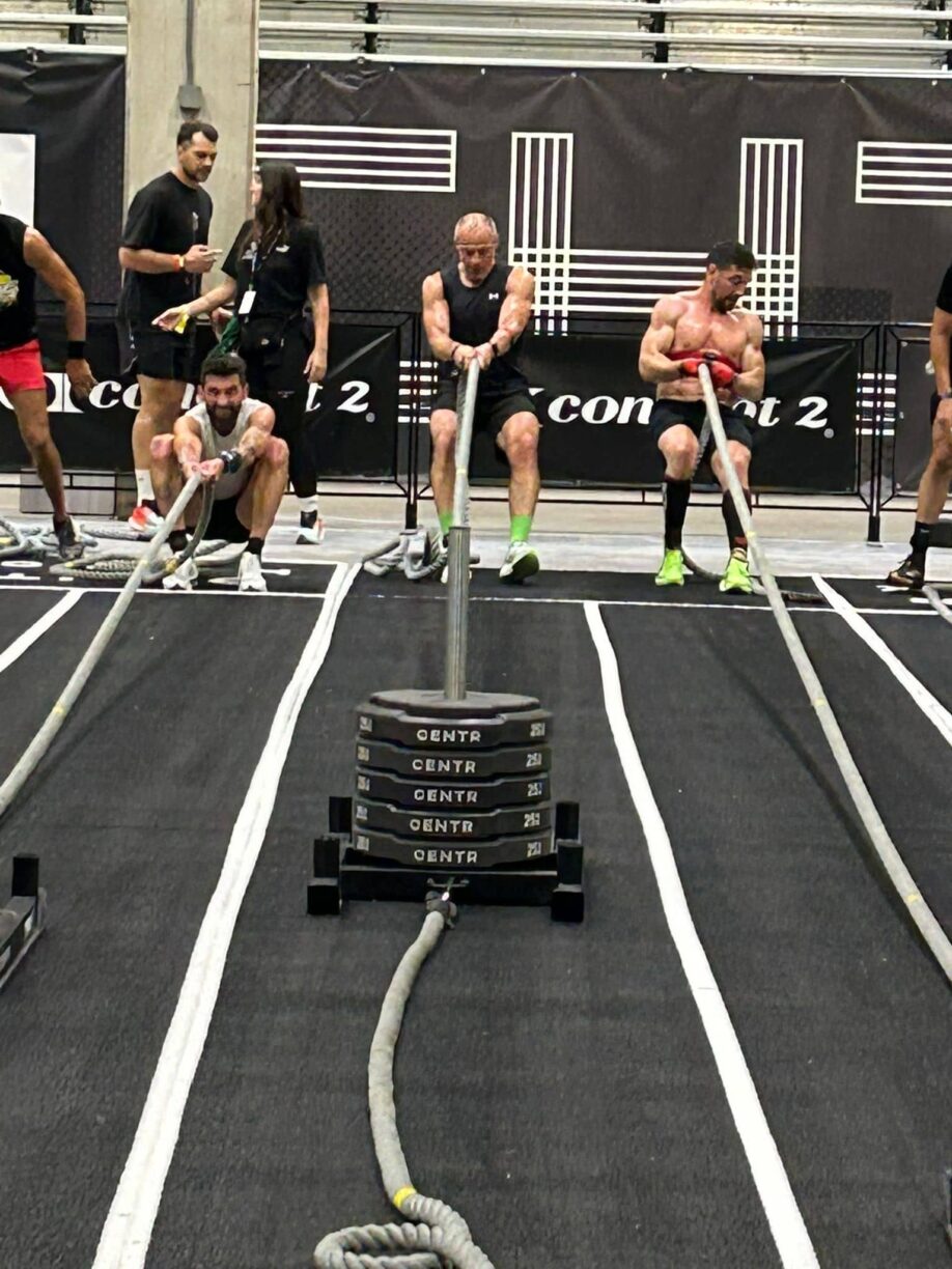 Ben Court pulling sled at the Chicago HYROX championship