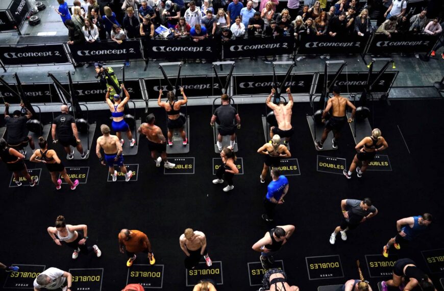 HYROX contestants using Concept2 machines
