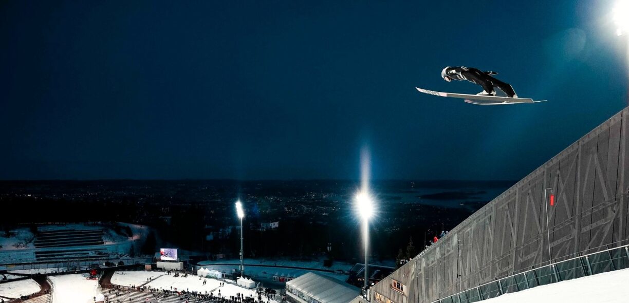 Ski Jumper commits to a jump